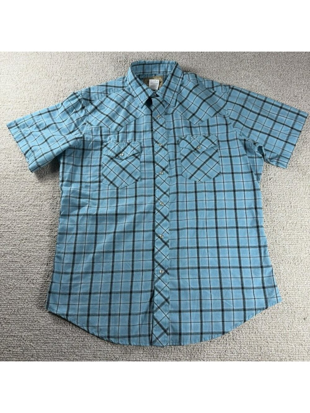 Wrangler Western Pearl Snap Shirt Blue Men's Size Large